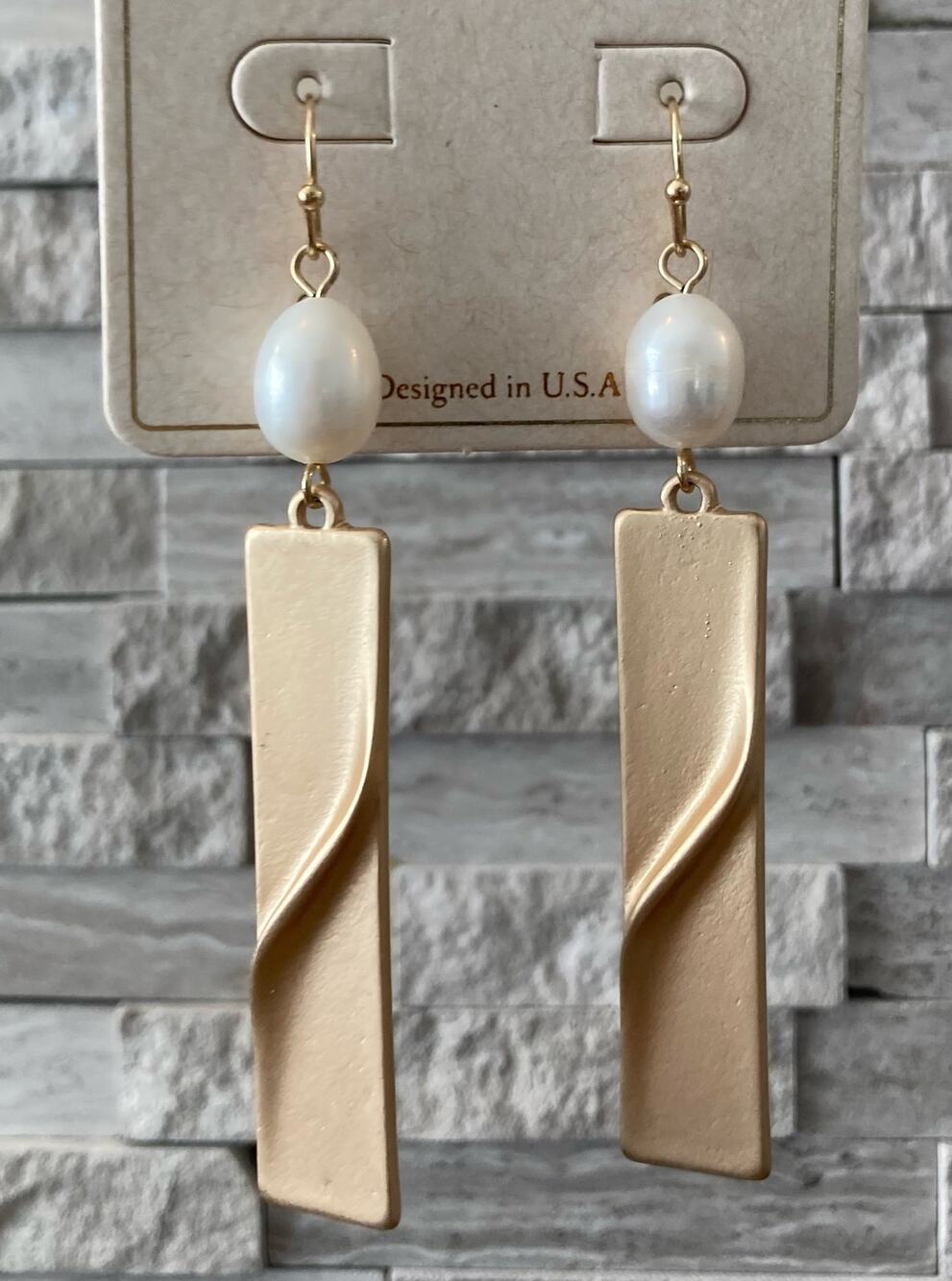 2/$24! Earrings Bar Brushed Gold